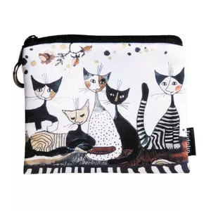 Mini pénztárca textil, 12x1,5x10cm, Rosina Wachtmeister: Cats Sepia