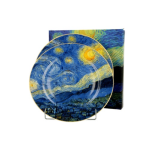 Porcelán desszertes tányér szett - 19cm - Van Gogh: Csillagos Éj