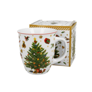 Porcelán bögre 650ml, dobozban, Christmas Tree