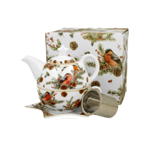 Porcelán egyszemélyes tázós szett 300ml, dobozban, Christmas Birds