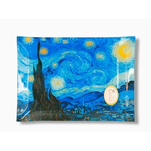 H.C.198-3002 Üvegtányér 20x28cm Van Gogh: Csillagos éj