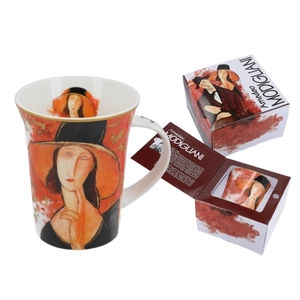 Porcelán bögre - 350ml - Amedeo Modigliani: Kalapos női portré