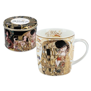 Porcelán bögre fém dobozban - 450ml - Klimt: The Kiss