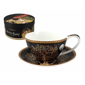 Porcelán teás csésze aljjal - 360 ml - Klimt: Életfa