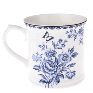 Porcelán bögre kék rózsacsokros, 400ml