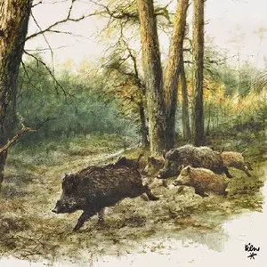 Wild Boars in the Woods papírszalvéta 33x33cm, 20db-os