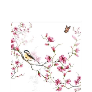 Bird & Blossom white papírszalvéta 25x25cm, 20db-os