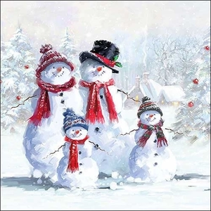 Snowmen With Hat papírszalvéta 33x33cm, 20 db-os