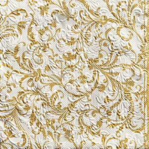 Elegance Damask White/Gold dombornyomott papírszalvéta 33x33cm, 15db-os