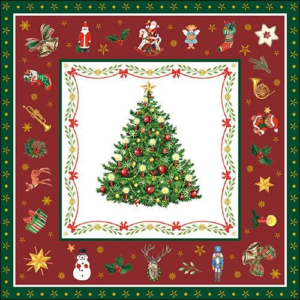 Christmas Evergreen red papírszalvéta 33x33cm, 20 db-os