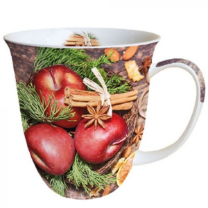 Karácsonyi mintás porcelán bögre - 400ml - Winter Apples