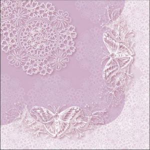 Butterfly Lace Lilac papírszalvéta 33x33cm, 20db-os