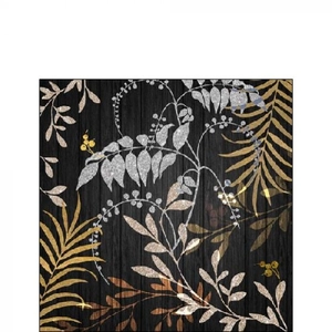 Luxury Leaves Black papírszalvéta 25x25cm, 20db-os