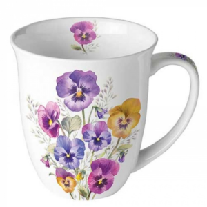 Porcelán bögre - 400ml - Pansies