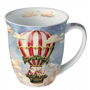 Karácsonyi porcelán bögre - 400ml - Santa&#039;s air balloon 