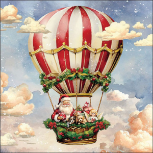 Santa&#039;s air balloon papírszalvéta 33x33cm, 20db-os