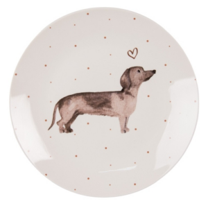 Porcelán desszertes tányér - 20cm - Dachshund Love