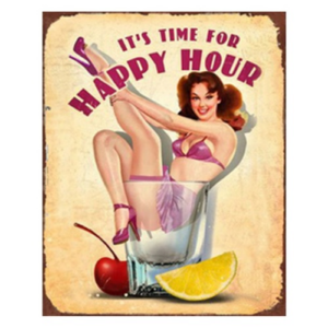 Retro fém falikép - 20x1x25cm - It&#039;s time for happy hour