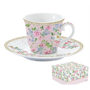 Porcelán teáscsésze és alj 200ml dobozban, Garden Joy