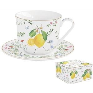 Porcelán reggeliző csésze szett - 370ml - Fleur et Citrons
