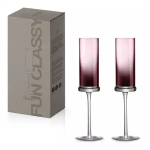Pezsgőspohár színes üvegből, 190ml, 2 db-os szett, Purple