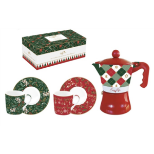 Porcelán eszpresszó csésze szett kávéfőzővel Fanchy Christmas, Coffee Mania