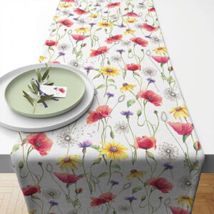 Pipacsos pamut asztali futó - 40x150cm - Poppy Meadow