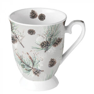 Karácsonyi porcelán bögre - 250ml - Pine Cone All Over