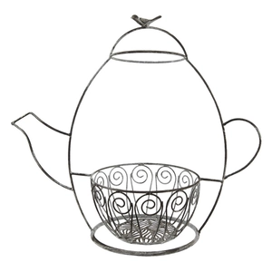 Fém teáskanna formájú virágkosár