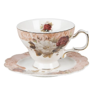 Viktoriánus rózsa mintás porcelán teás csésze  - 200 ml