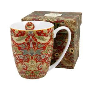 Porcelán bögre - 380ml - William Morris: Strawberry Thief Red