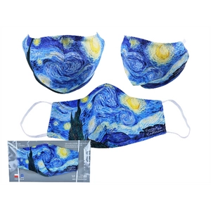 Textilmaszk 18,5x13,5cm, polyester, Van Gogh: Csillagos éj