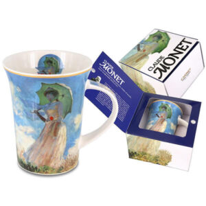 Porcelán bögre 350ml, Monet: Nő esernyővel