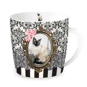 R2S.217CATC Porcelán bögre fémdobozban 250ml, Barocco Cats C