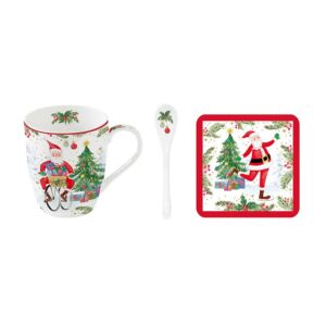 Karácsonyi porcelán bögre szett - 350ml - Joyful Santa