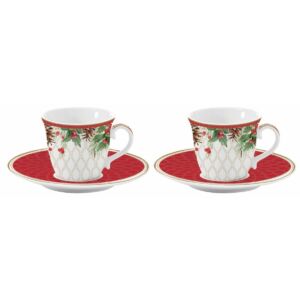 Porcelán kávés csésze szett 2 személyes - 80ml - Christmas Berries