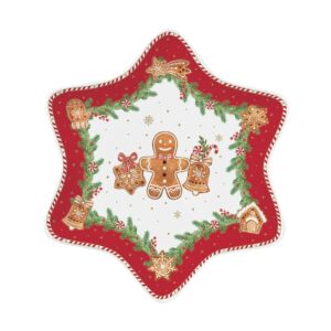 Porcelán csillag alakú tálca - 22,5cm - Fancy Gingerbread