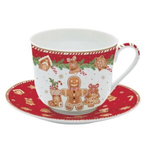 Porcelán reggeliző csésze szett - 400ml - Fancy Gingerbread