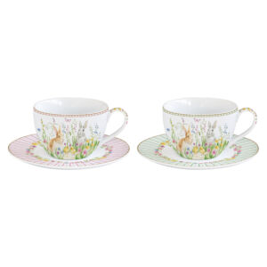 Húsvéti Porcelán csésze+alj 240ml, 2 személyes, dobozban - Happy Easter