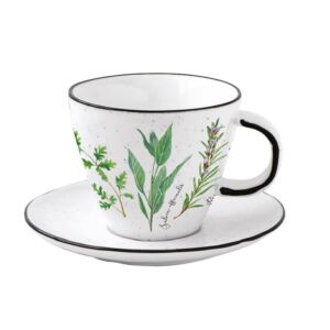 Porcelán Fűszernövényes Csésze Aljjal - 250 ml - Herbarium