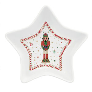 Porcelán csillag forma tál - 15x5cm - Nutcracker Twist