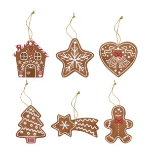 Mézeskalács Karácsonyi mintás porcelán díszek - Gingerbread