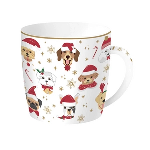 Karácsonyi porcelán bögre - 350ml - Christmas Friends Dogs