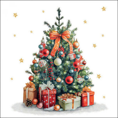 Karácsonyi szalvéta 33x33cm Decorated Christmas tree