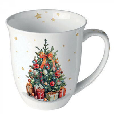 Karácsonyi porcelán bögre - 400ml - Decorated Christmas tree