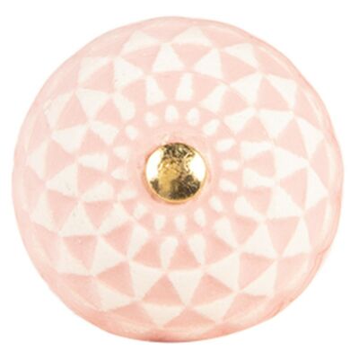 Rózsaszín kerámia bútorfogantyú fehér mintával