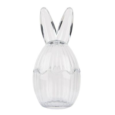 Nyuszifüles bonbonier, bordás üveg