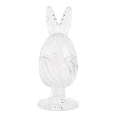 Nyuszifüles talpas bonbonier, csíkos üveg