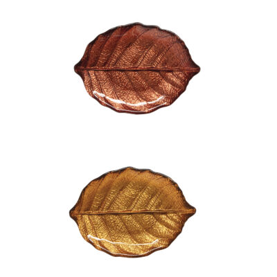 Nyírfalevél minta üvegtányér szett Forest Dream