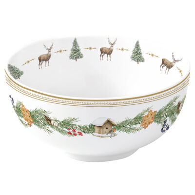 Karácsonyi porcelán tálka White Forest